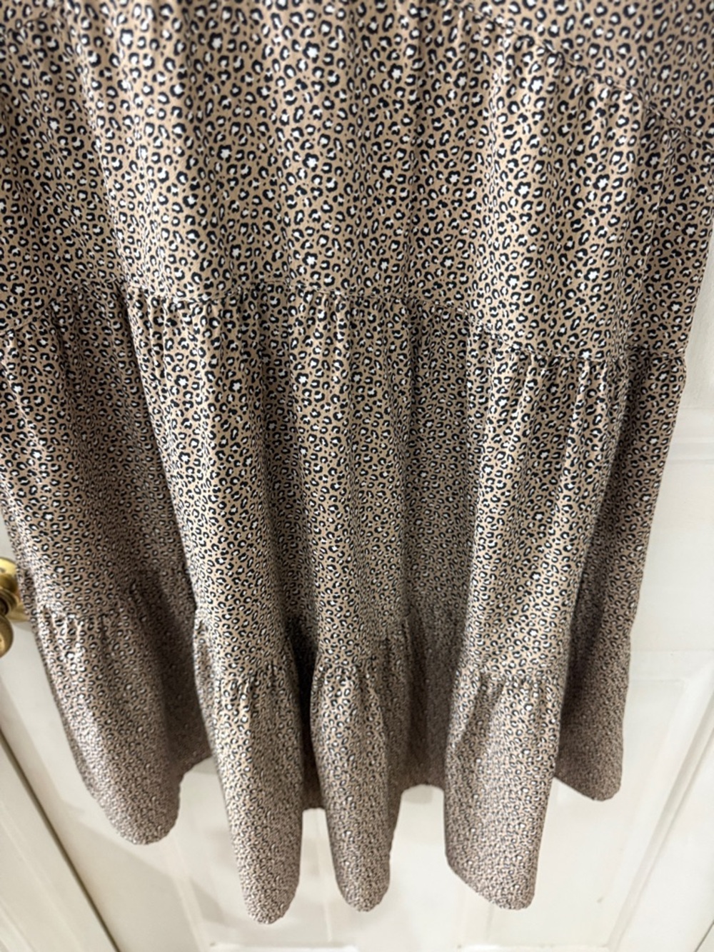 Uncle Frank Neutral Beige & Black Printed Tiered Midi Dress - Picture 5 of 5